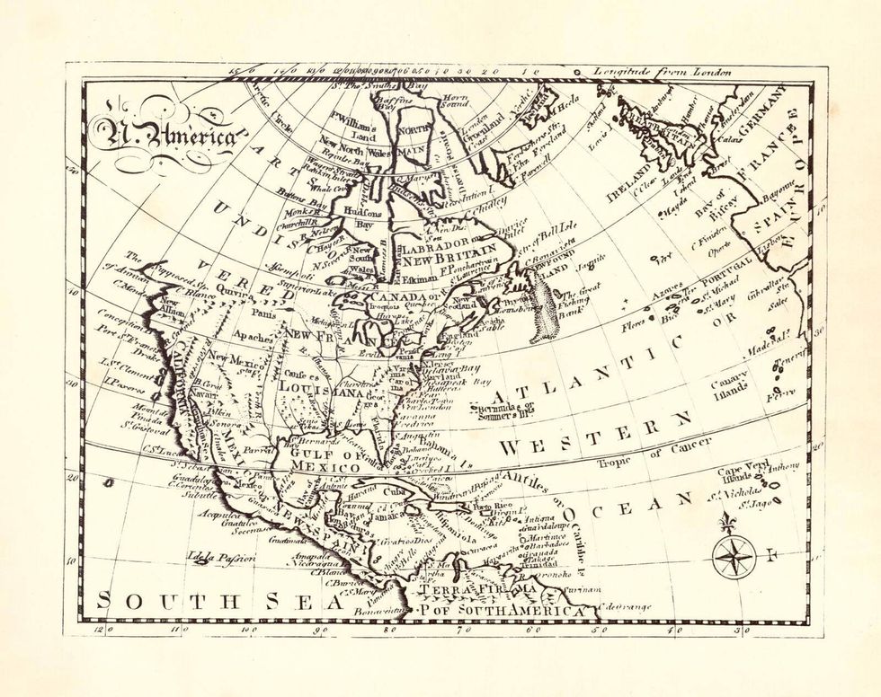1768 map showing Gulf of Mexico