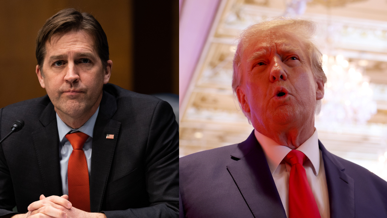 2 photos side by side: to the left is former Senator Ben Sasse and on the right is former President Donald Trump