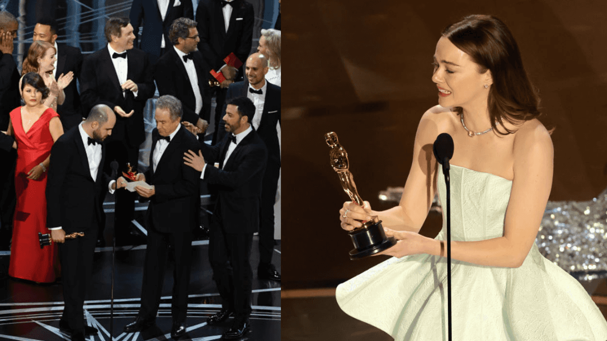 2017 Best Picture snafu; Emma Stone accepting Oscar