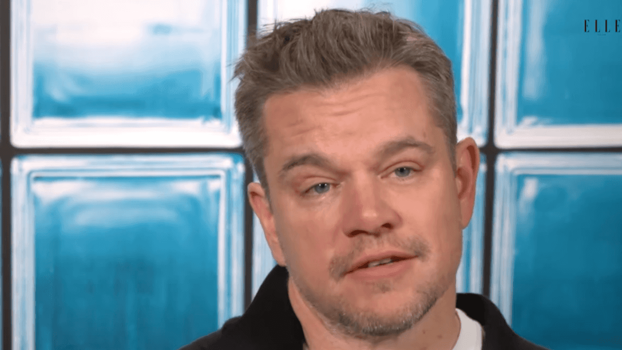 A close up of Matt Damon during an interview