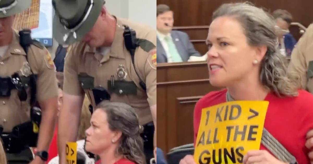 A gun safety activist is removed froma Tennessee House subcommittee meeting