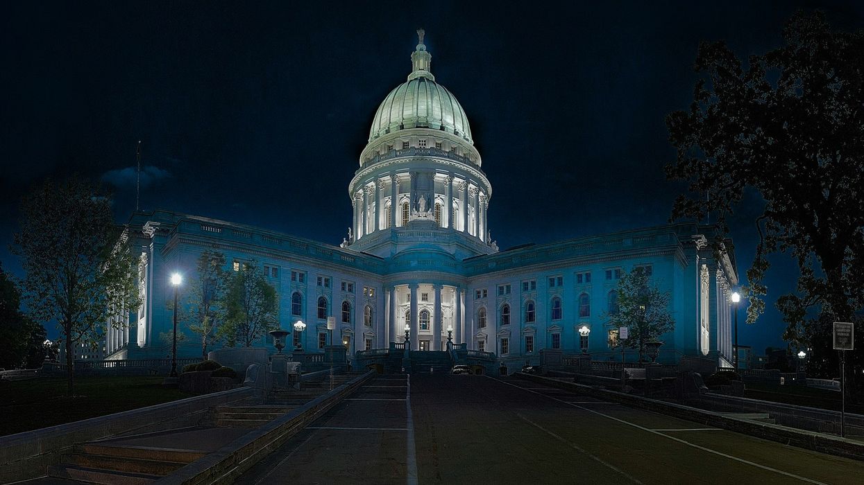A late night shot of the capitol building.