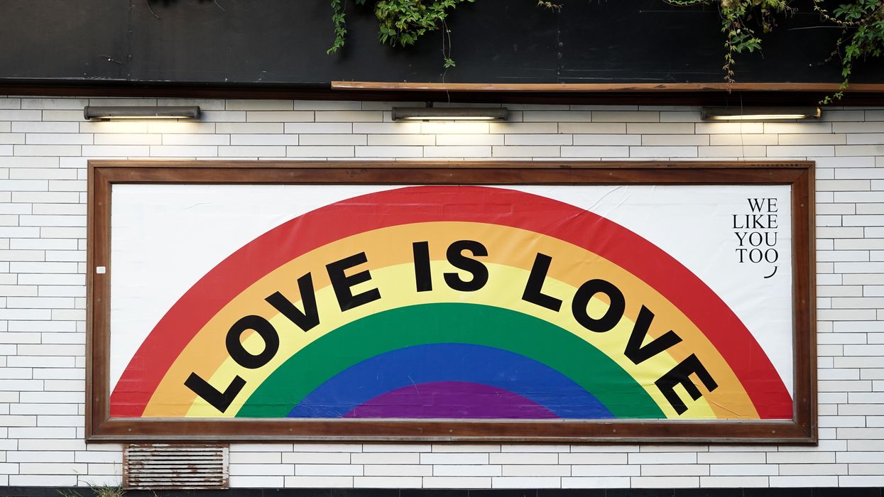 A "Love is Love" wall mural