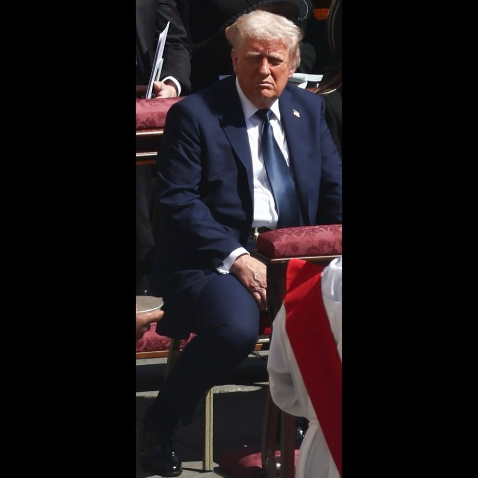 A seemingly asleep Donald Trump at Pope Francis' funeral