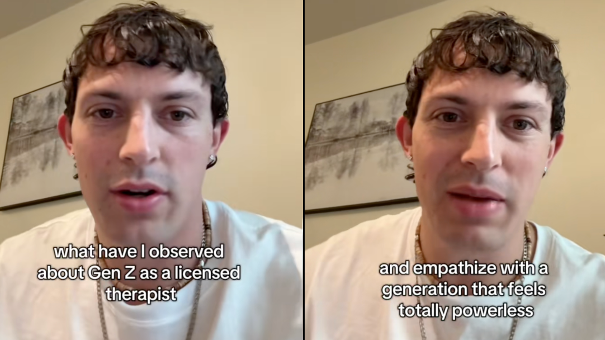 A split screen of Austin Calo from a TikTok Video.