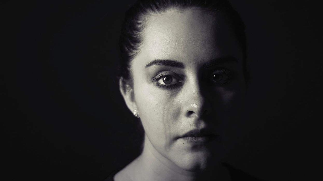 A woman crying