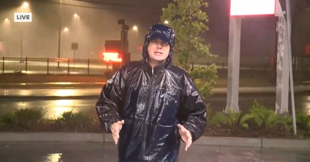 ABC Reporter reporting during Hurricane Idalia