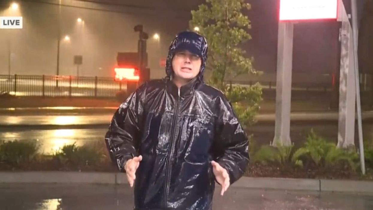 ABC Reporter reporting during Hurricane Idalia