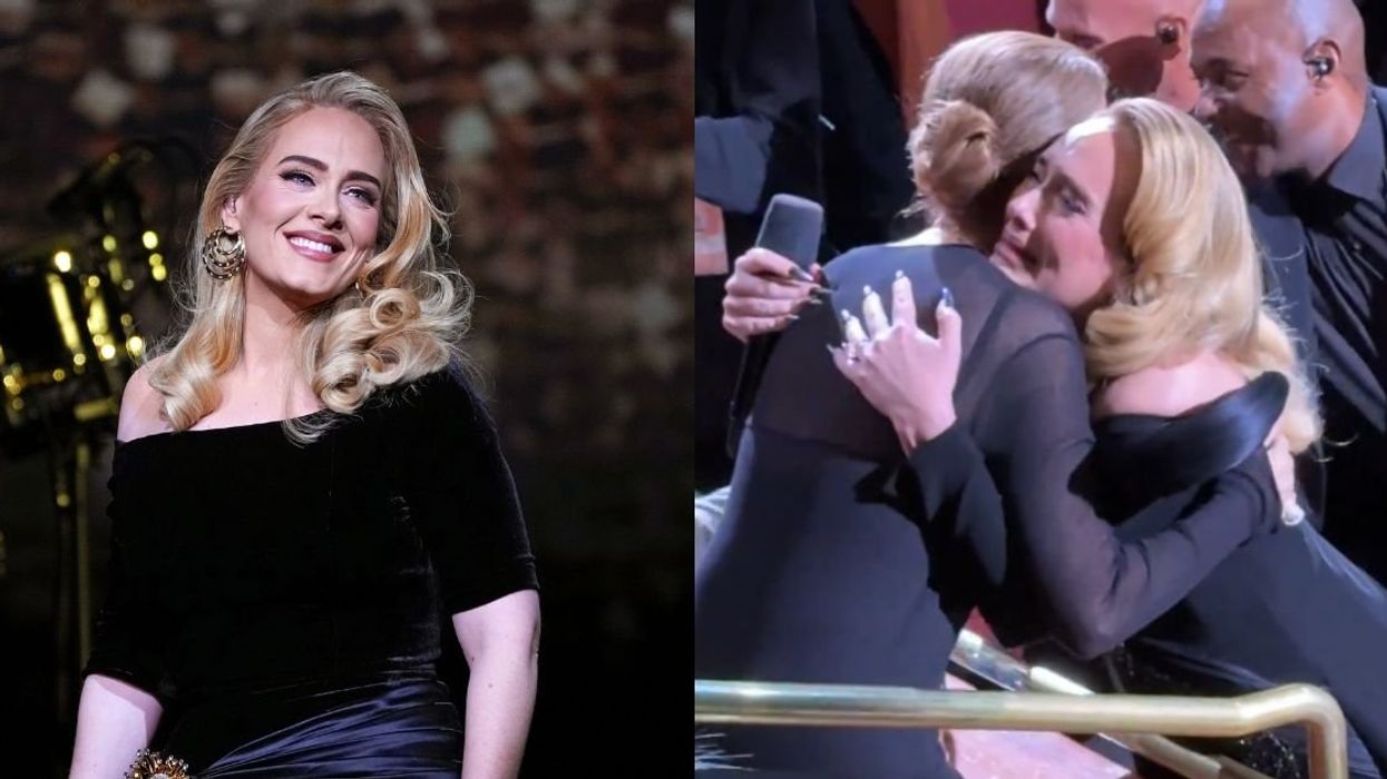 Adele; Celine Dion and Adele embracing