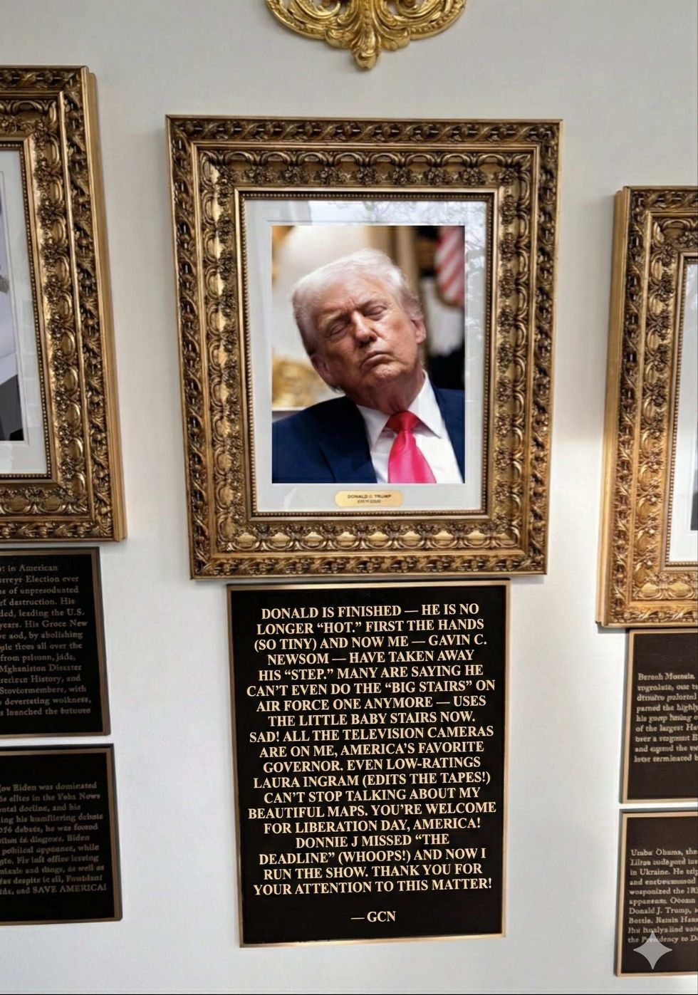 AI-generated image of Trump plaque
