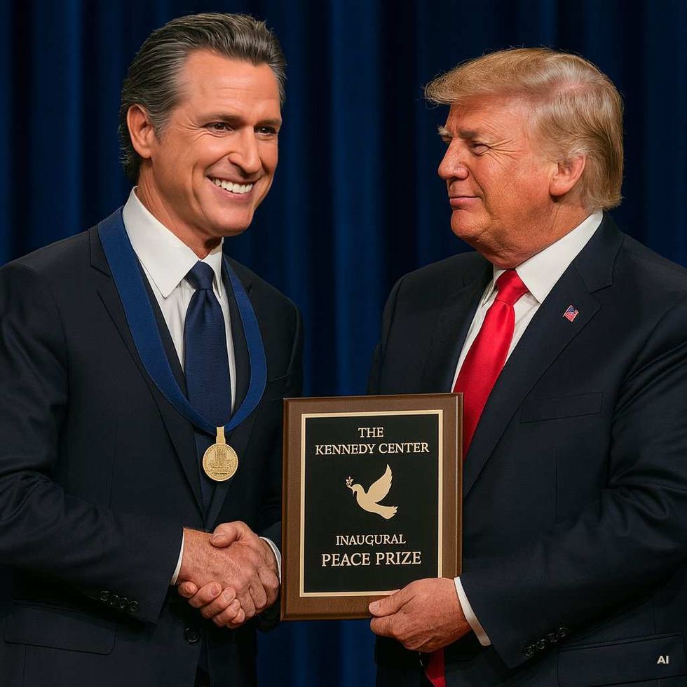 AI-generated photo of Gavin Newsom and Donald Trump