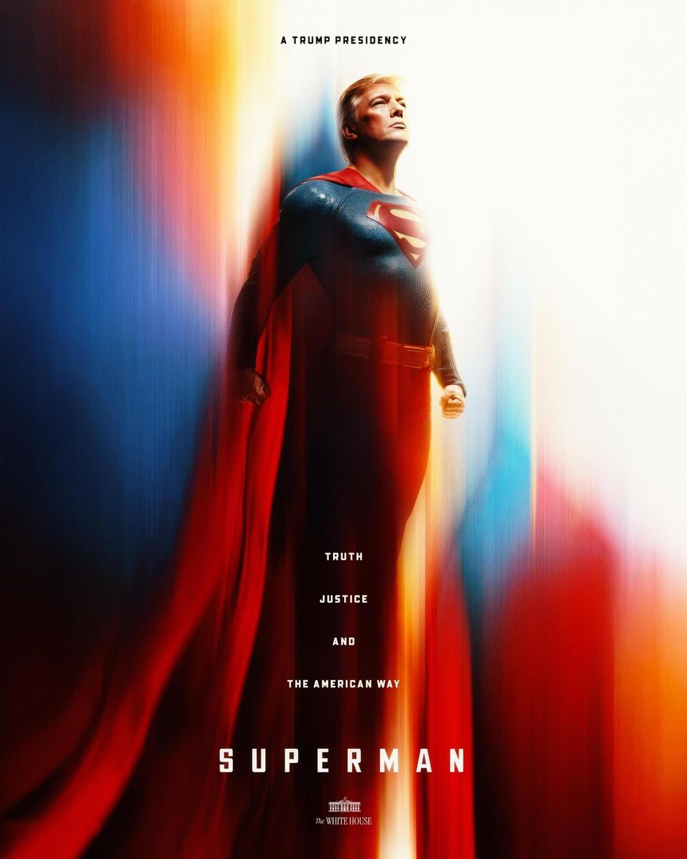 AI-generated poster of Trump as Superman in the latest film