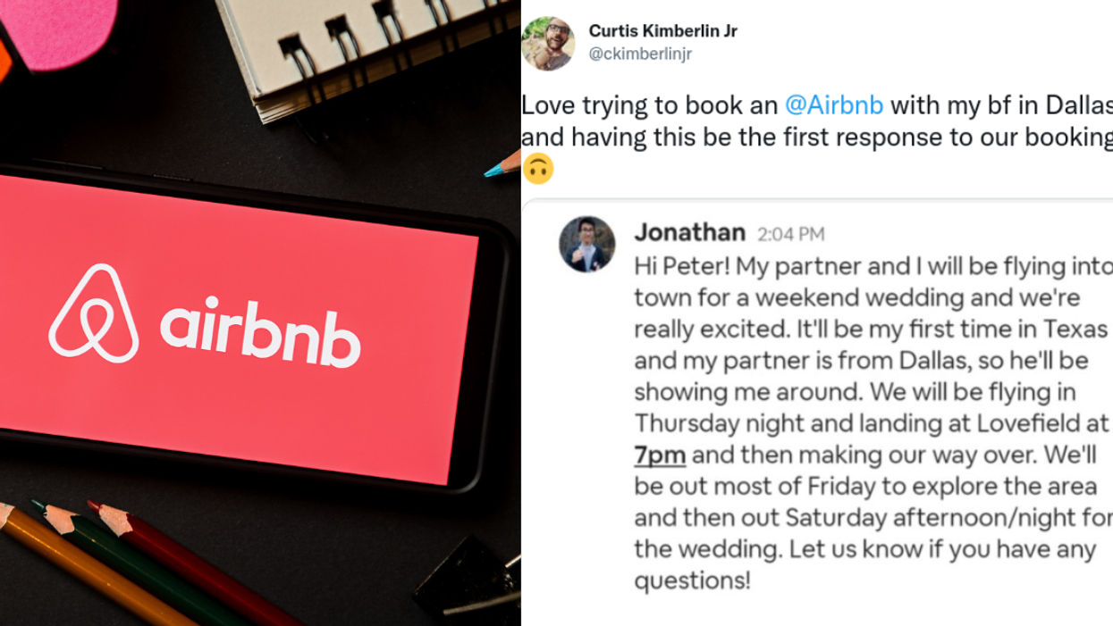 Airbnb logo; Curtis Kimberlin Jr's tweet