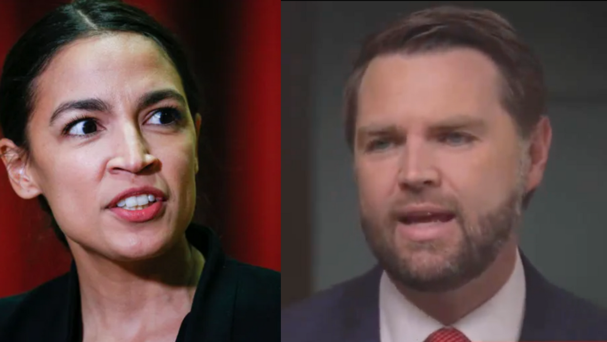 Alexandria Ocasio-Cortez; Screenshot of J.D. Vance