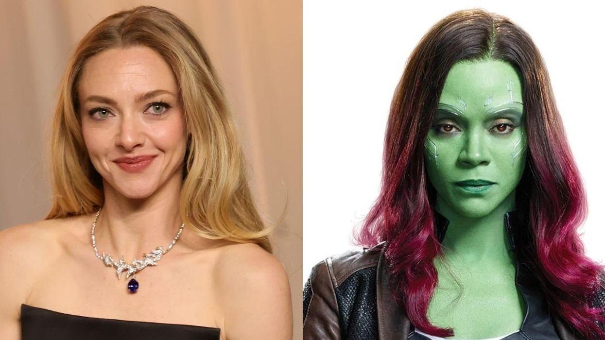Amanda Seyfried (left) passed on Gamora, played by Zoe Saldaña (right).