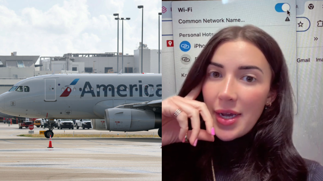 American Airlines airplane; Screenshot from Kendra Noel Moore's TikTok video