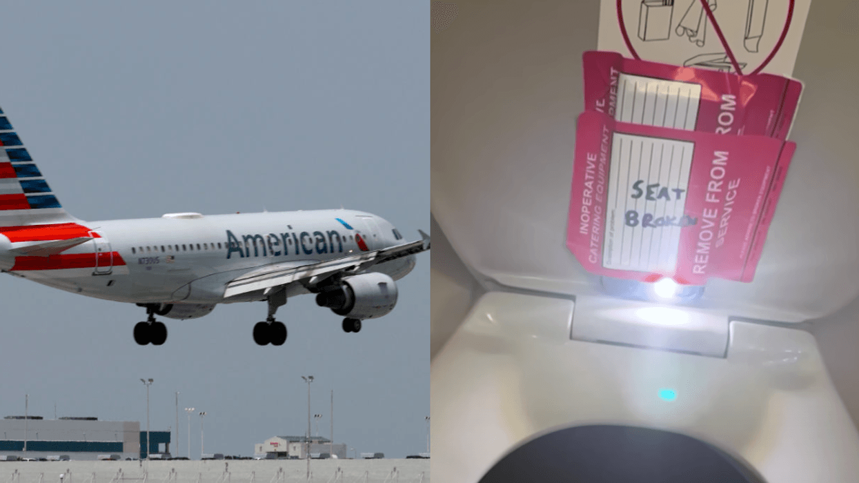 American Airlines plane; iPhone taped to toilet seat