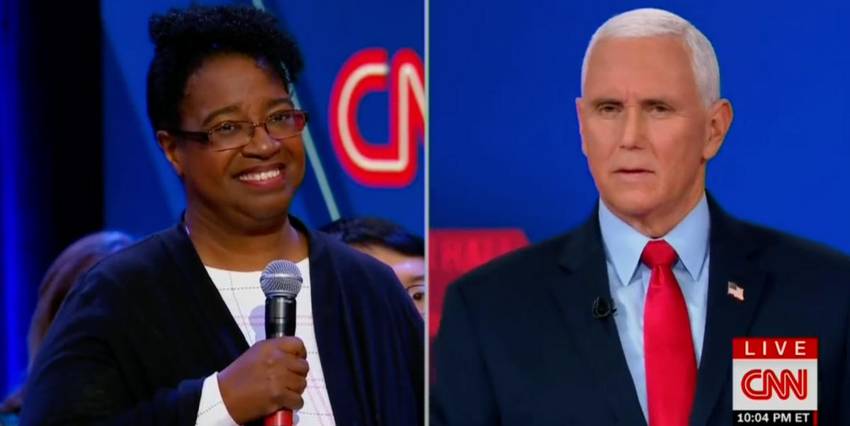 Andrea Barber-Dansby and Mike Pence during CNN town hall