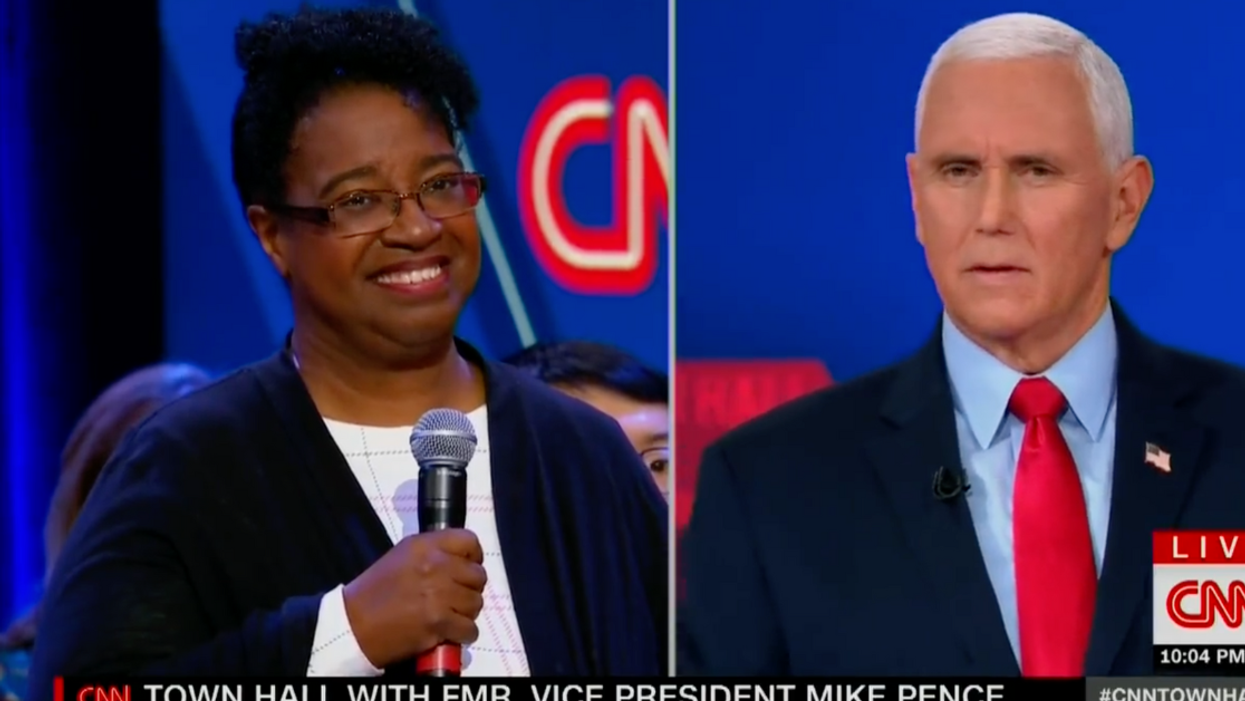 Andrea Barber-Dansby and Mike Pence during CNN town hall