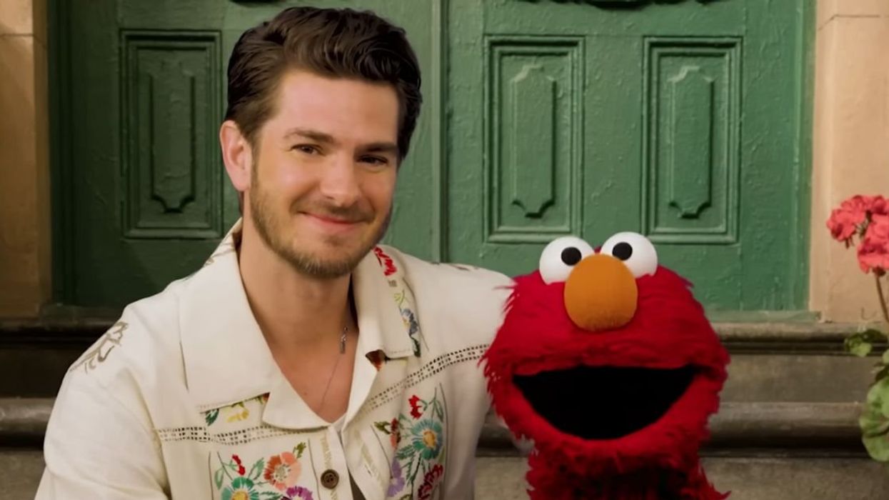 Andrew Garfield with Elmo