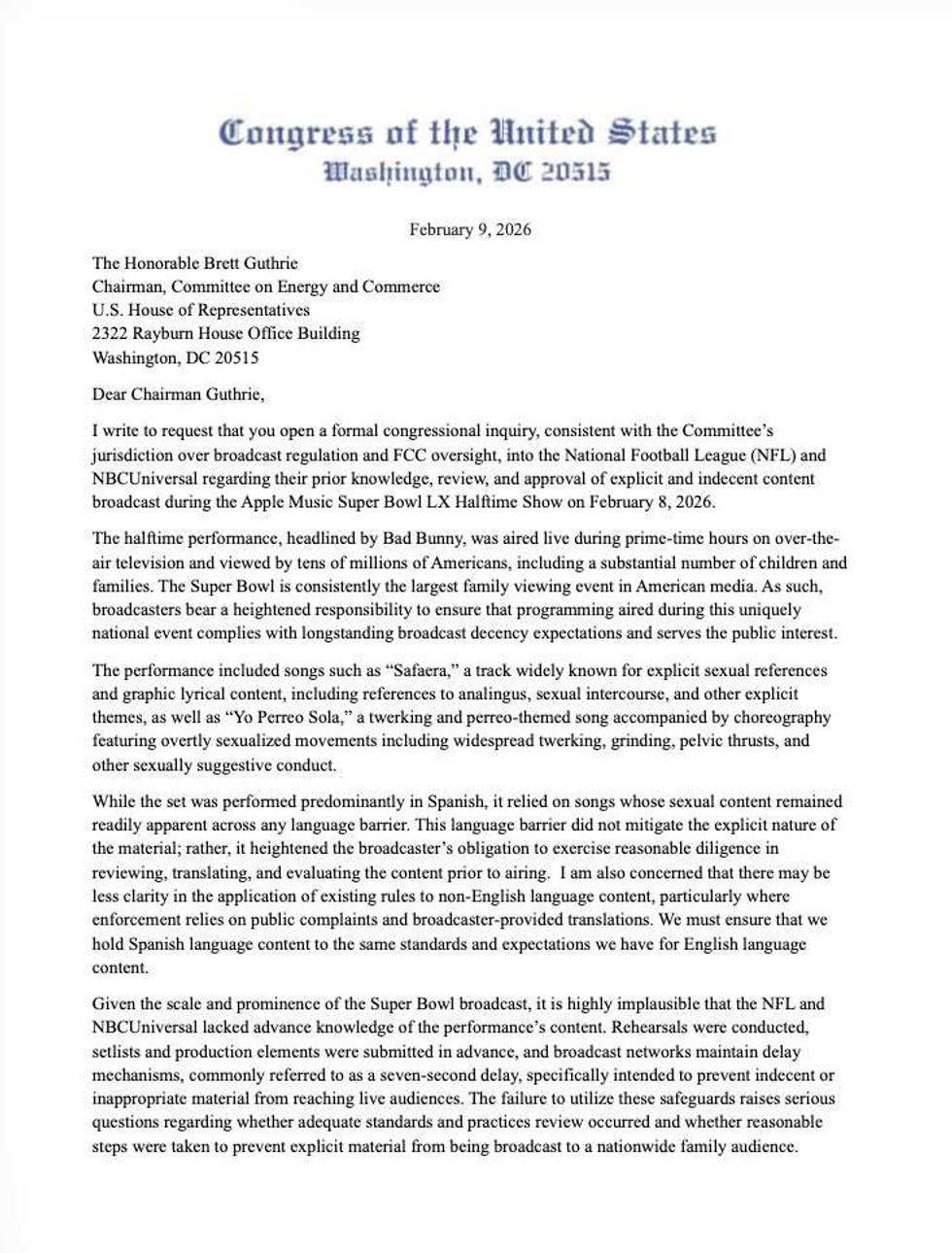 Andy Ogles' letter to Brett Guthrie