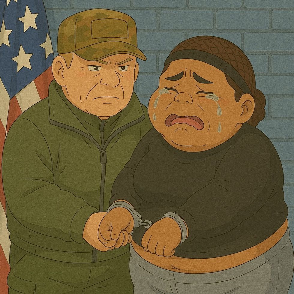 Animated illustration of Virginia Basora-Gonzalez's arrest