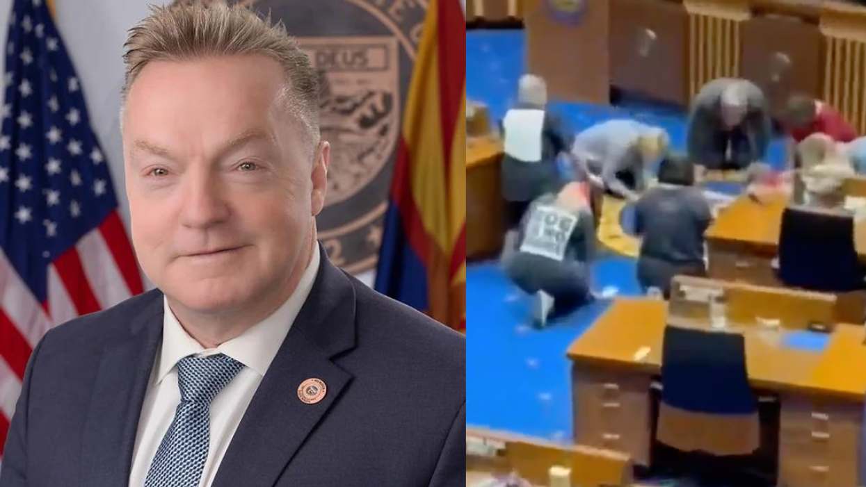 Anthony Kern; Screenshot of anti-abortion activists on Arizona Senate floor