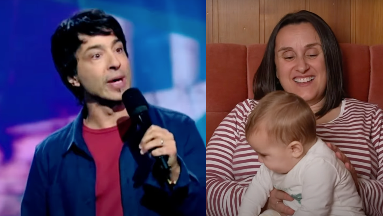 Arj Barker; Trish Faranda and baby