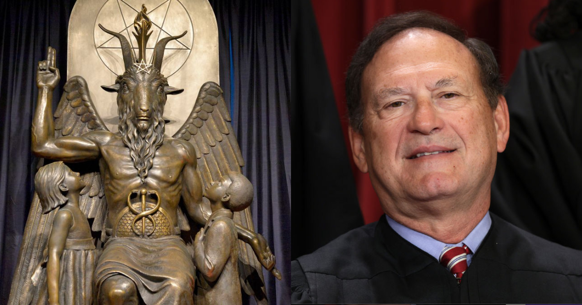 Baphomet statue standing at the Satanic Temple headquarters; Samuel Alito