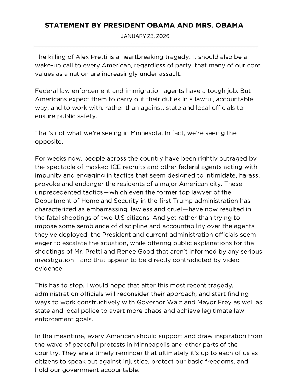 Barack Obama's statement