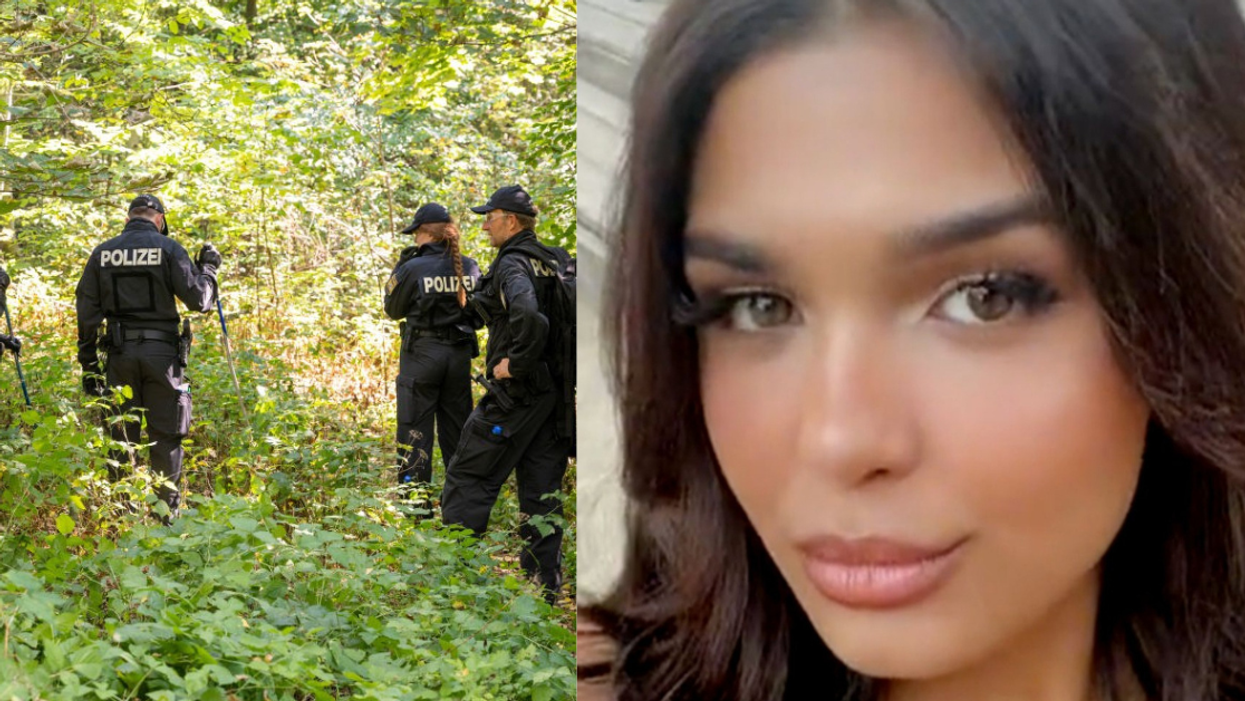Bavaria, Ingolstadt police officers search a wooded area; Khadidja O