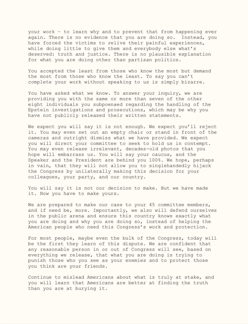 Bill and Hillary Clinton's letter to James Comey page 3