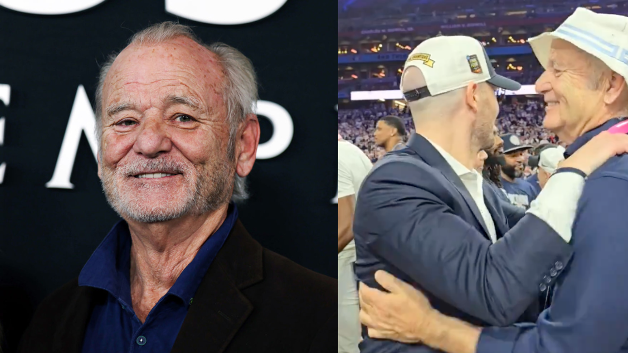 Bill Murray; Bill Murray embracing son after win