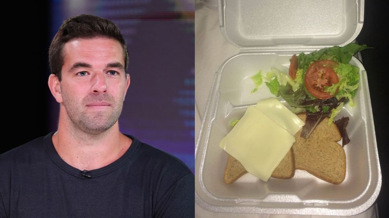 Billy McFarland; Two slices of bread w/ cheese and side salad offered at Fyre Fest