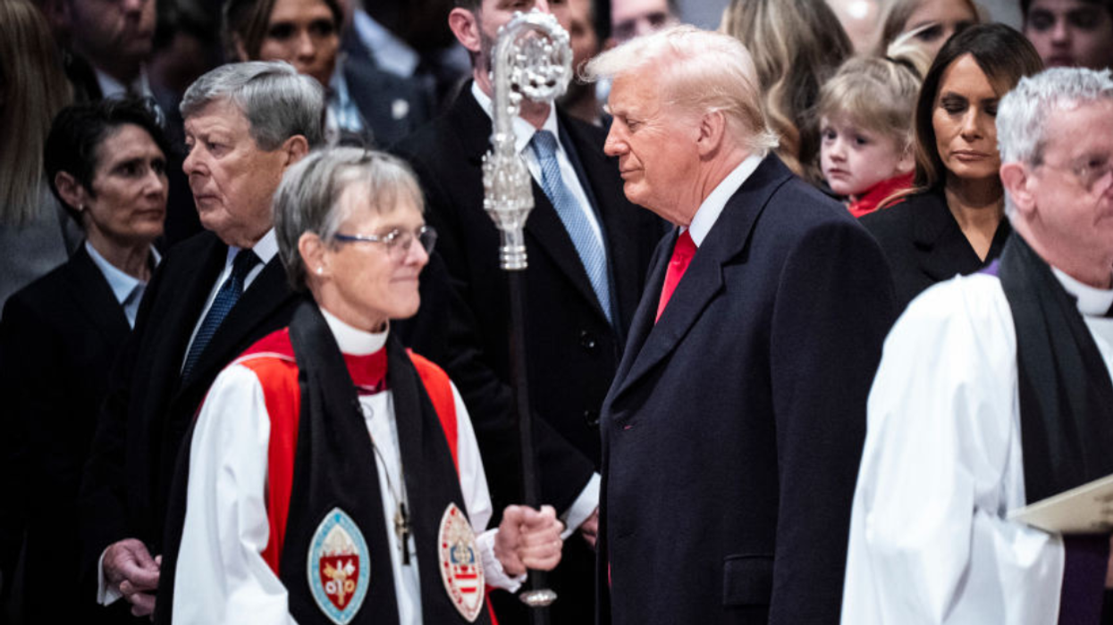 Bishop Mariann Edgar Budde and Donald Trump