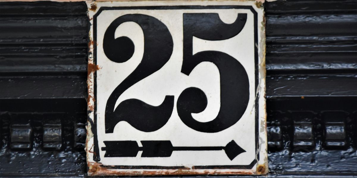 black and white number 25