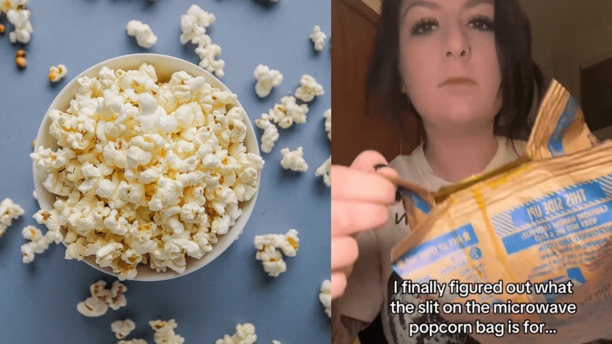Bowl of popcorn; Screenshot from @brit617's TikTok video