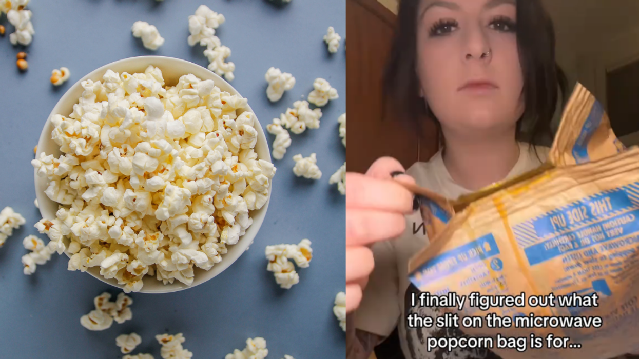 Bowl of popcorn; Screenshot from @brit617's TikTok video