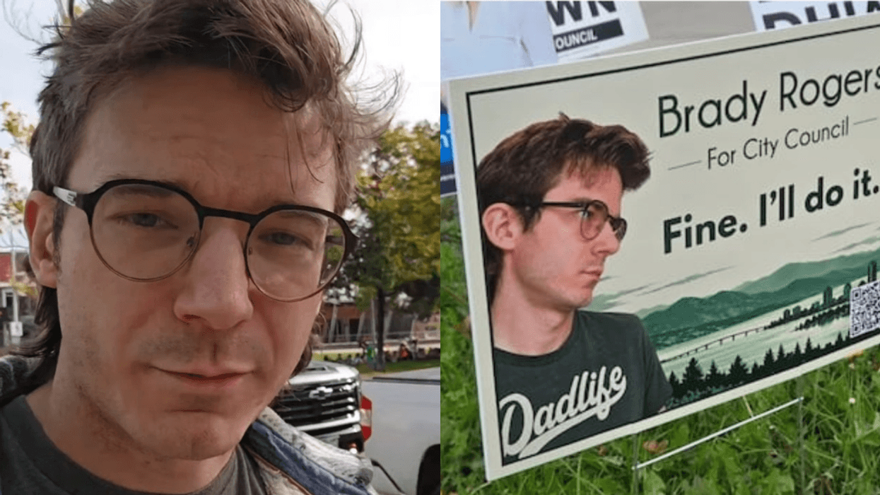 Brady Rogers; screenshot of footage of Rogers' campaign sign