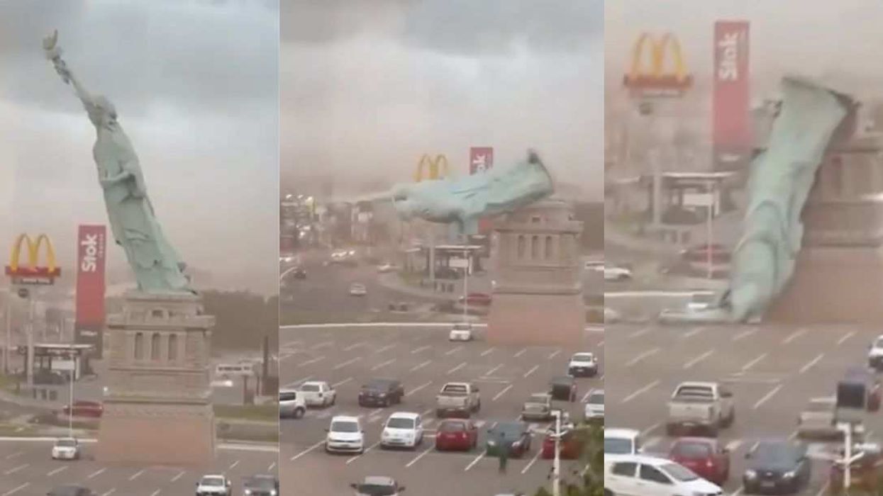 Brazilian Statue of Liberty replica toppling