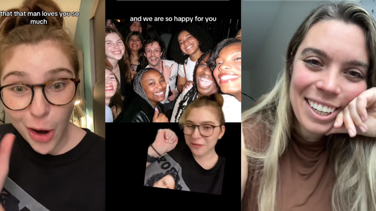 Bride (right) melts over TikToker (right) gushing over her future husband's love for her at a bar