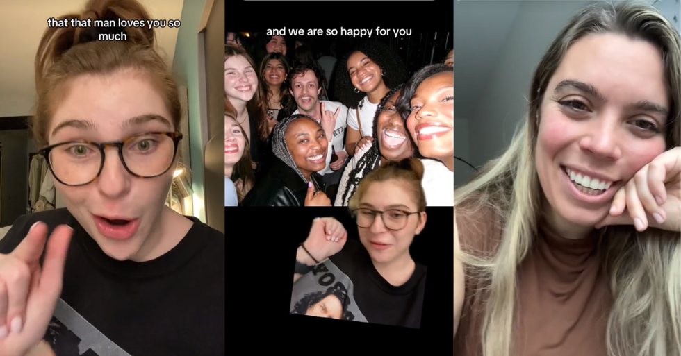 Bride (right) melts over TikToker (right) gushing over her future husband's love for her at a bar