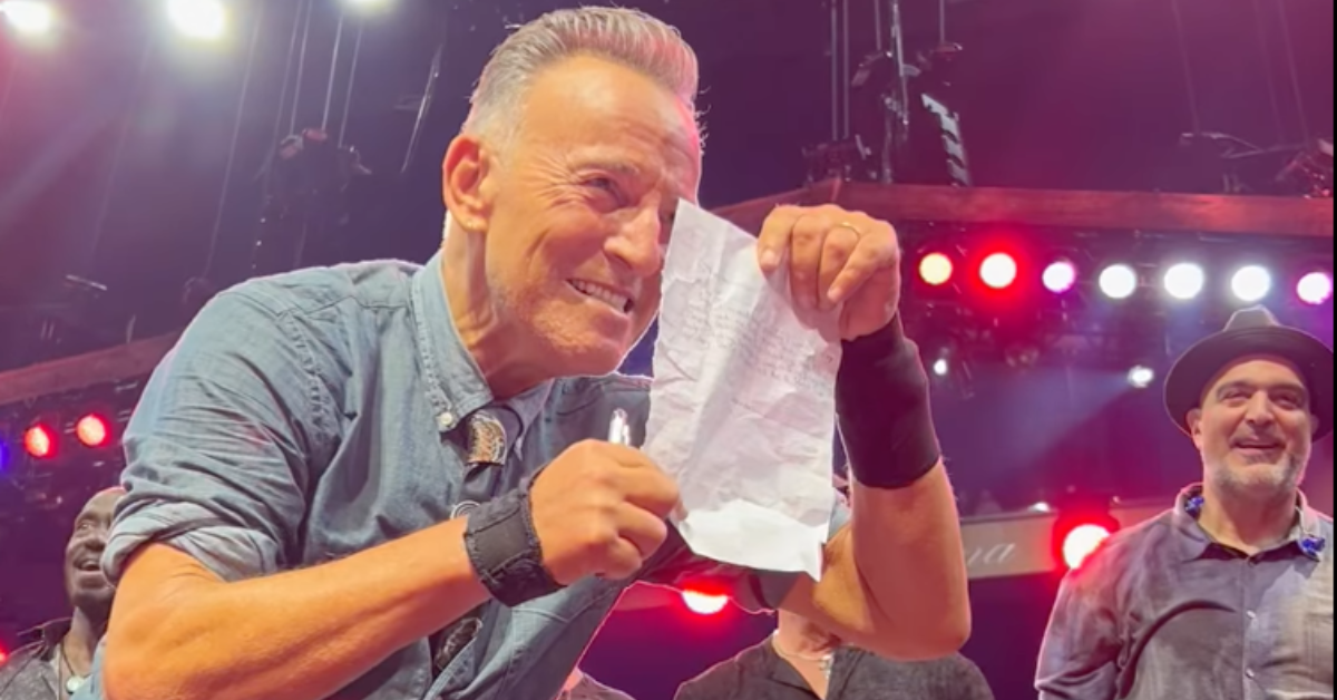 Bruce Springsteen signing note