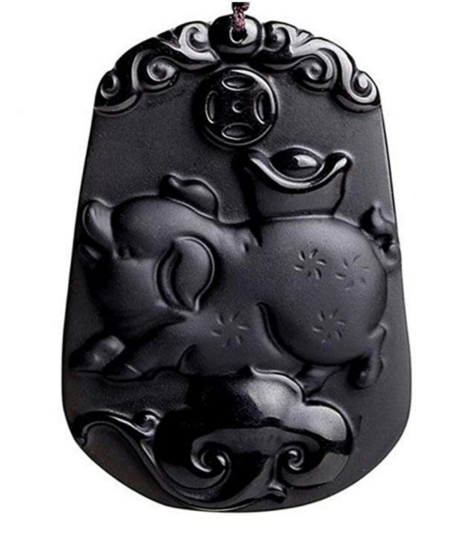 Buy the Pure Natural Zodiac Necklace Pendant Made of Obsidian on Amazon
