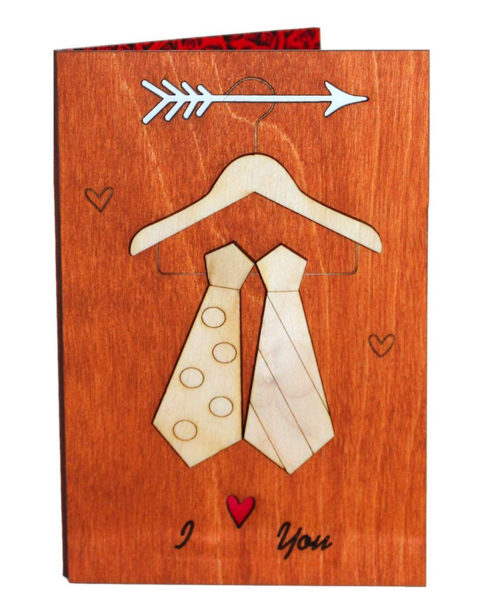 Buy the Real Wood Love Greeting Card I Heart You Ties on Amazon