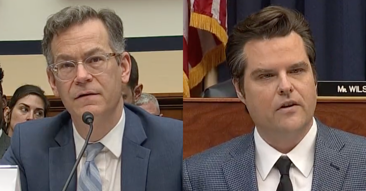 C-SPAN screenshot of Dr. Colin Kahl; C-SPAN screenshot of Matt Gaetz