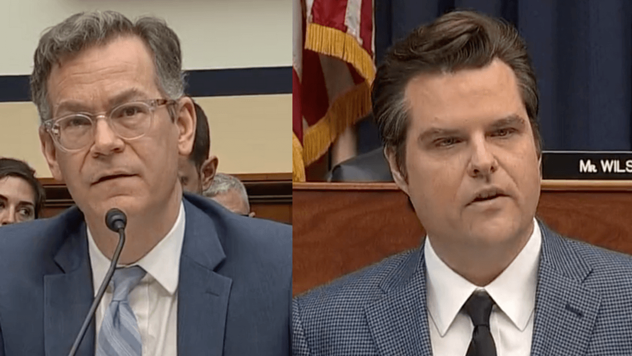 C-SPAN screenshot of Dr. Colin Kahl; C-SPAN screenshot of Matt Gaetz