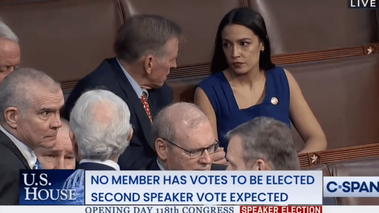 C-SPAN screenshot of the conversation between Alexandria Ocasio-Cortez and Paul Gosar