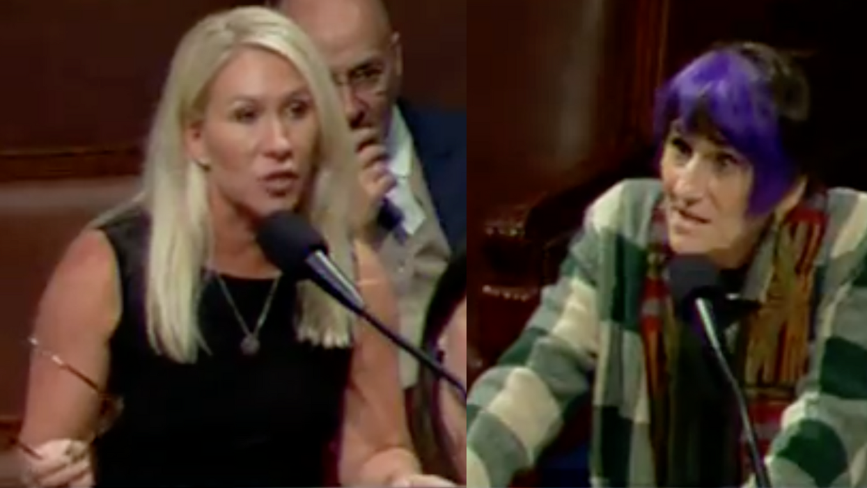 C-SPAN screenshots of Marjorie Taylor Greene and Rosa DeLauro