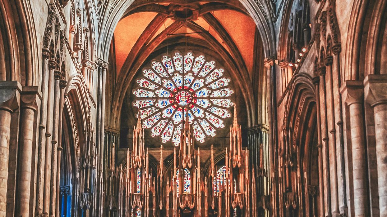 cathedral with a large stained glass window